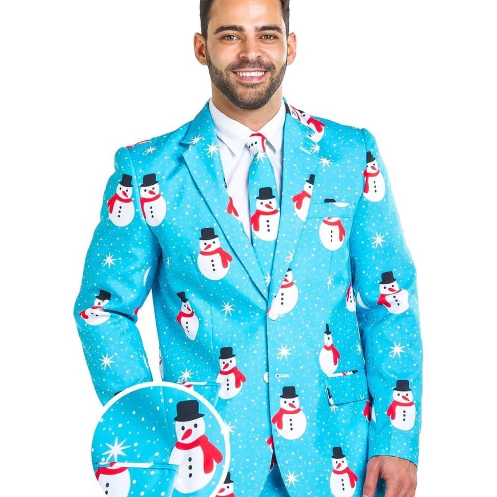 Tipsy Elves Men's Snowman is an Island Blazer w/ Tie Size 4444